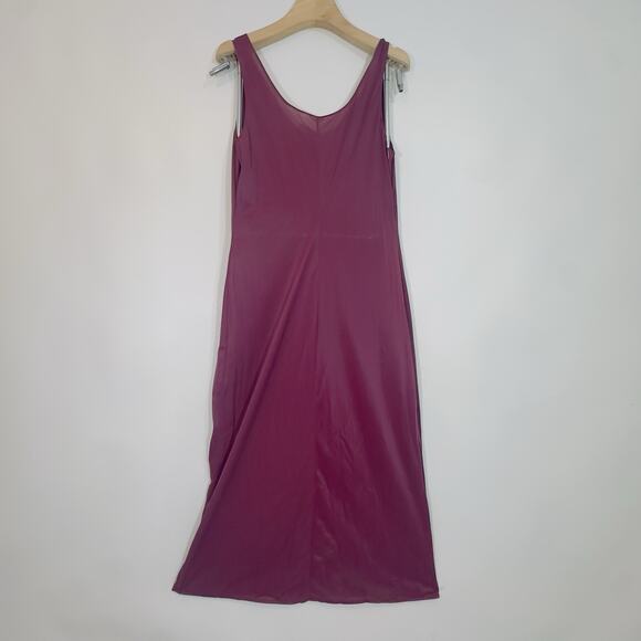Vintage All That Jazz Burgundy Lace Maxi Dress Slip Set V-Neck Long Sleeve 7/8 - Picture 8 of 10